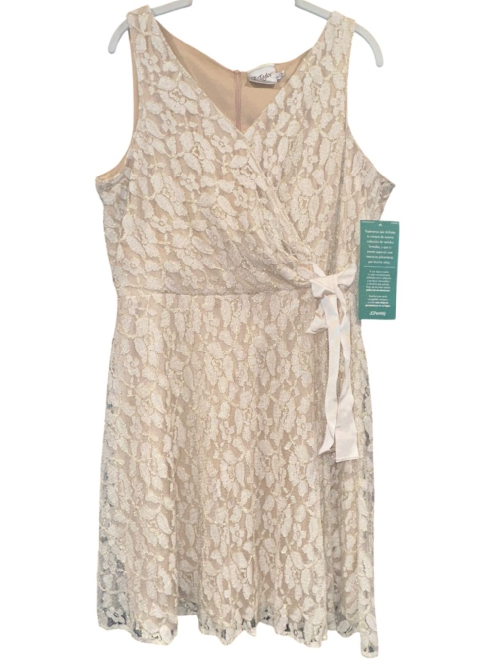 J. Taylor Size 16 Ivory Gold Lace Fit & Flare Dress NWT Wedding Cocktail